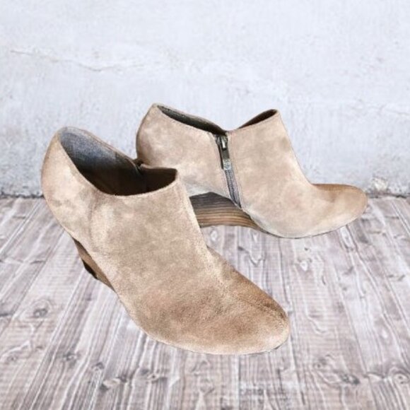 🍁🍂 Cute Vince Camuto Sand Colour Block Wedge Ankle-Boot Shoe - Picture 5 of 14